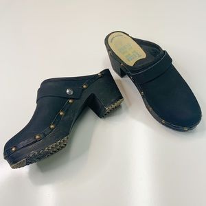 Tessa Clogs of Vail CO All Black with Studs Strap